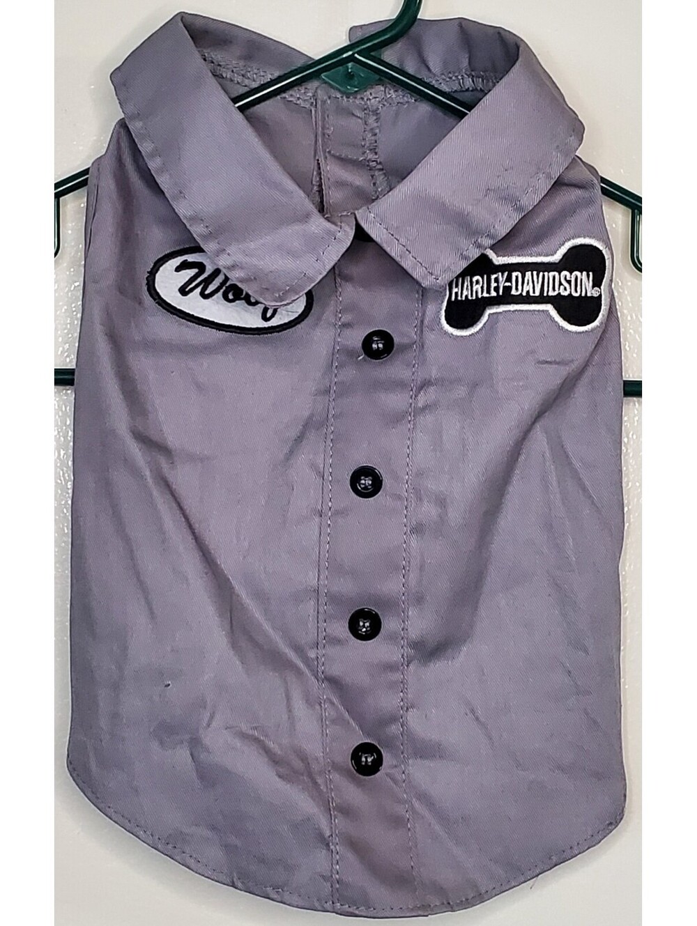 Harley-Davidson Dog Mechanic Work Shirt Size Small Gray Woof 2010